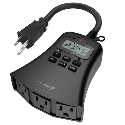 Fosmon 7 Day Digital Outdoor Timer For Outlet Weatherproof, [ETL Listed] Outdoor Light Timer Outlet, Programmable Countdown, 3 Outlet Plug
