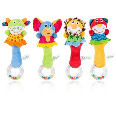 WhizMax Baby Soft Rattles Toys,Infant Sensory Development Hand Grip Toys,Cute Stuffed Animal Handbells for Baby