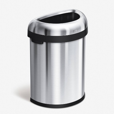 simplehuman 80L Commercial Open Top Trash Can Semi Round Stainless Steel Garbage Can