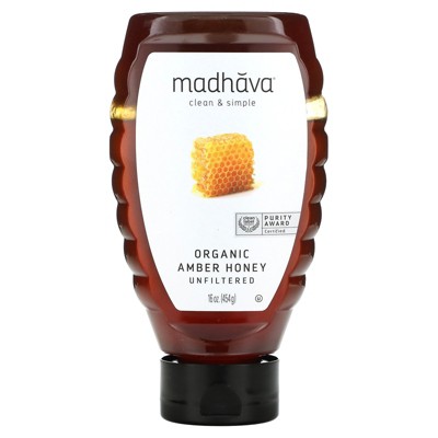 Madhava Organic Amber Honey, Unfiltered, 16 oz (454 g)