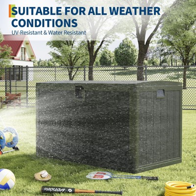 130 Gallon Outdoor Storage Box, Deck Boxes Outdoor Waterproof with Lid,Outside Storage Box Waterproof with Side Handles for Garden Pool Accessories