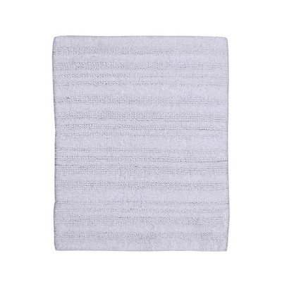 Knightsbridge Luscious Textured Striped All Season Soft Plush Cotton Reversible & Soft Bath Rug, White