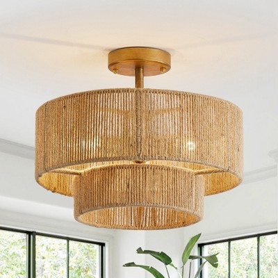 Parrot Uncle 15.4" Farmhouse Gold Semi-Flush Mount Ceiling Lights