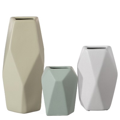 Uniquewise Decorative Ceramic Multi Paned Vase, Modern Style Centerpiece Table Vase