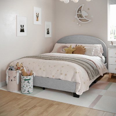 Buzz & Bloom Platform Bed Frame with Curved Headboard and Wood Slat Foundation