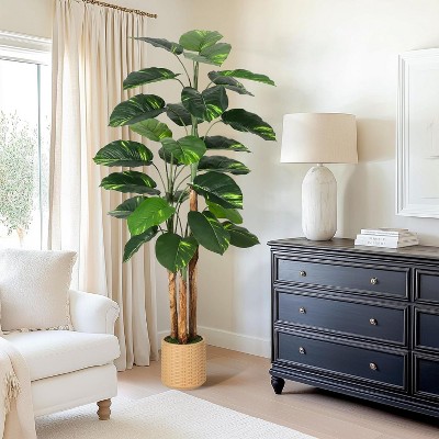 Artificial Scindapsus Aureus Plant, Fake Tree with Decorative Planter, Faux Golden Pothos Plants in Pot, Artificial Trees for Home Office Decor
