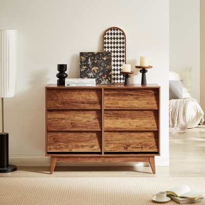 NicBex 4-Drawer Modern Double Dressers, Bevel Design Storage Cabinet, Chest of Drawers with Wood Legs Dresser for Bedroom, Closet,Entryway,Living Room