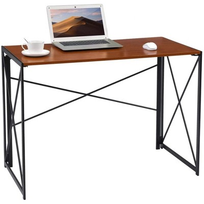 Coavas Writing Computer Simple Industrial Folding Desk for Home, Walnut Brown, 40in