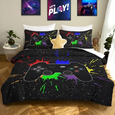 Hachikiko 3D Game Controller Bedding Set -  Soft Comforter with 2 Pillowcases for Kids Room Decor