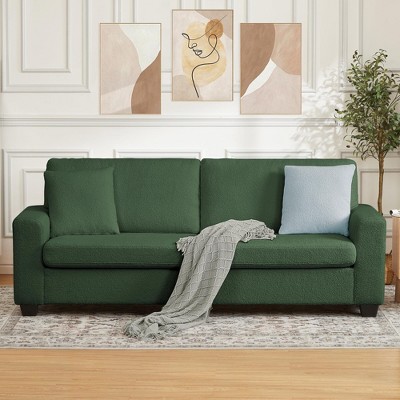 83" Teddy Velvet Handmade Ergonomic 3-Seat Sofa with 850 lb Support, Removable Cushion & Wide Armrests for Living Room， Bedroom and Apartment