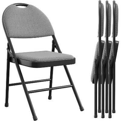 Metal Folding Chair with Cushion and Non-Slip Feet Pads, Linen Party Chairs, for Meeting Room, Dining Room