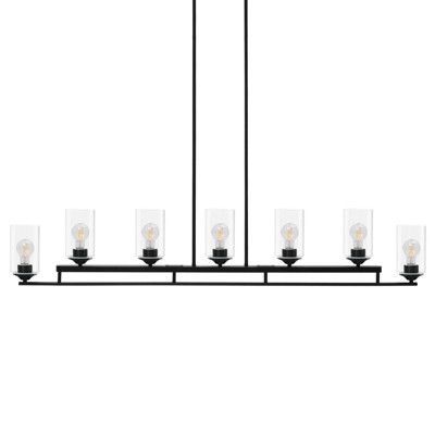 LNC Delia 7-Lights 53.1" Modern Linear Oversized Kitchen Island Pendant Lights, Matte Black with Clear Glass