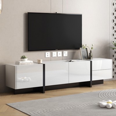 Modern TV Stand for TVs up to 80'' with High Gloss UV Surface-ModernLuxe