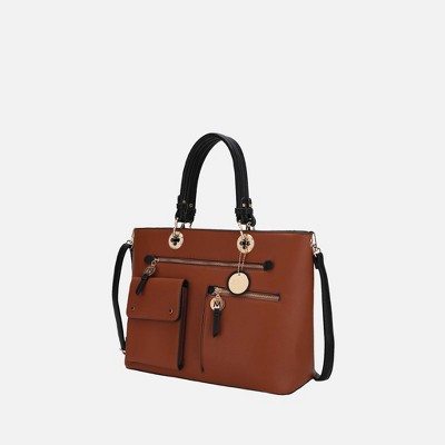 MKF Collection Julia Vegan Leather Color-block Women’s Satchel Bag by Mia k