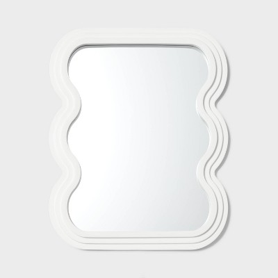 Wave Kids' Mirror White - Pillowfort™: Squiggly Wavy Decorative Wall Sculpture, Resin & Glass, 20"x16"