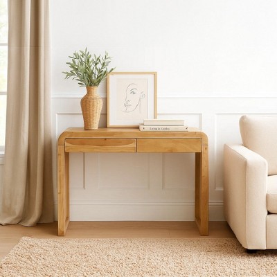 Royal Hampton Console Table | 43" Wide Top | Handcrafted Natural Acacia Wood | Dual Drawer Storage