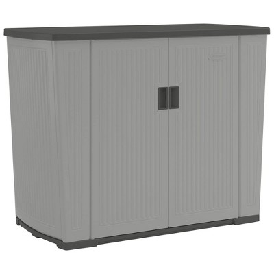 Suncast Backyard Oasis 130 Gallon, Outdoor Storage Shed Basic Unit Easy to Clean with Top Lid, Plastic, 150 pounds Capacity, Dove Gray