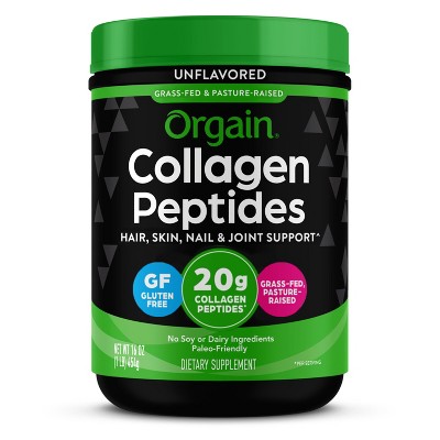 Orgain Unflavored Collagen Peptide Powder for Hair Skin Nail and Joint Support - 16oz