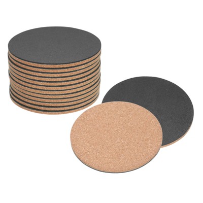 Unique Bargains PU Leather Cork Absorbent Flexible Coasters 12 Pcs