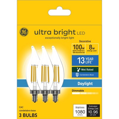 GE 3pk 100W Decorative Ultra Bright LED Bulb Daylight