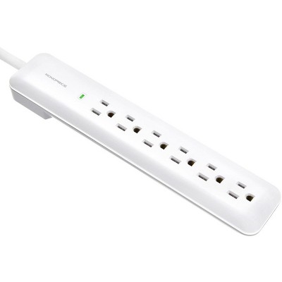 Monoprice Power & Surge - 6 Outlet Slim Surge Protector Power Strip - 3 Feet - - White | Cord UL Rated 540 Joules With Power/Circuit Breaker Switch