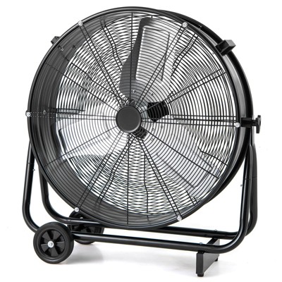 Costway 24 Inch Industrial Drum Fan with 3 Speeds 360° Adjustable Tilt & 2 Wheels for Garage Warehouse Factory