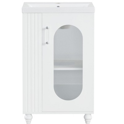Ridstar 20 in. W White Bathroom Cabinet with two adjustable shelves