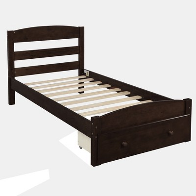 Bella Depot  79.5''L Platform Twin Bed Frame with Storage Drawer