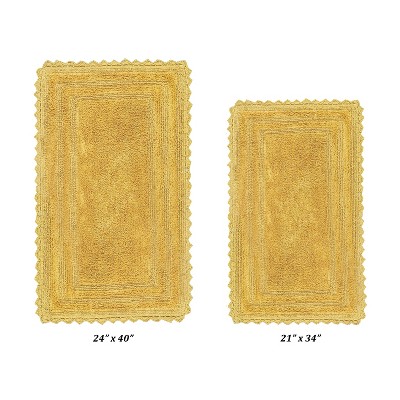 Lilly Crochet Collection 100% Cotton Tufted Reversible 2-Piece Bath Rug Set – Super Absorbent, Machine Washable Bathroom Mats with Crochet Pattern