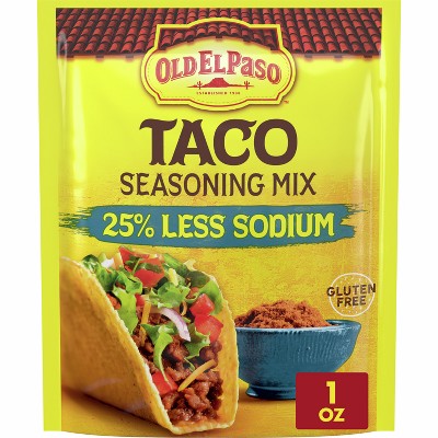 Old El Paso 25% Less Sodium Gluten Free Taco Seasoning 1oz