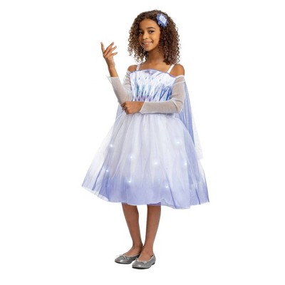 Disney Frozen 2 Elsa Deluxe Light Up Kids' Halloween Costume Dress with Headpiece