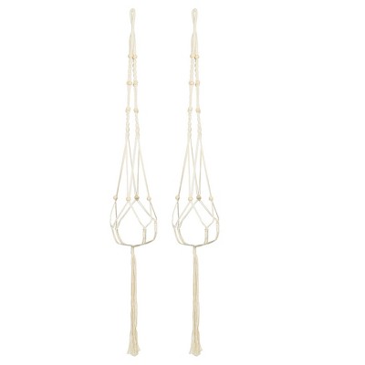 Unique Bargains DIY Indoor Outdoor Retro Vintage-inspired Macrame Cotton Flower Pot Holder 59.1" 2 Pcs