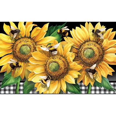 Briarwood Lane Spring Doormat 30x18 Indoor Outdoor Buzzing Sunflowers For Spring Doormat