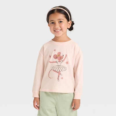 Toddler Girls' Long Sleeve Relaxed T-Shirt - Cat & Jack™ Peach Orange