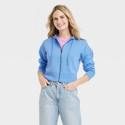 Women's Cropped Full Zip Hoodie Sweatshirt - Universal Thread™