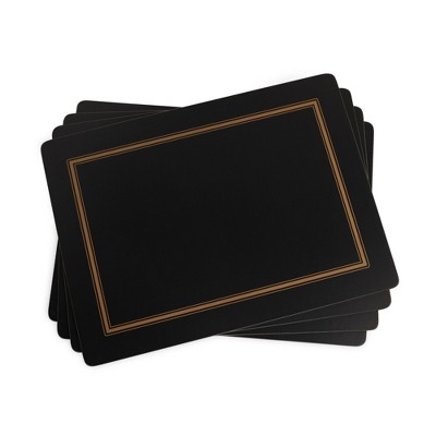 Pimpernel Classic Black Placemats - Set of 4, Heat & Stain Resistant Dining Table Mats with Cork Backing - Elegant Black Place Setting, 15.7" x 11.7"