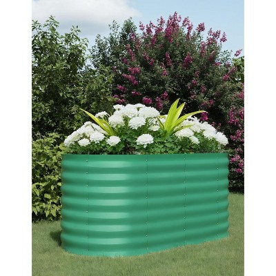 2 Pack Raised Garden Bed Kit, Galvanized Planter Garden Boxes Outdoor, Oval Large Metal Garden Bed for Vegetables Flowers