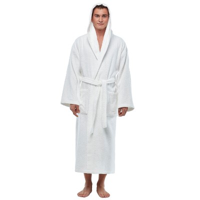 Arus Men's Turkish Cotton Hooded Robe, Absorbent Terry Cloth Bathrobe with Hood