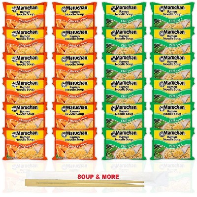 Maruchan Ramen Instant Noodle Soup Variety, 2 Flavors - 12 Packs Chicken & 12 Packs Chili