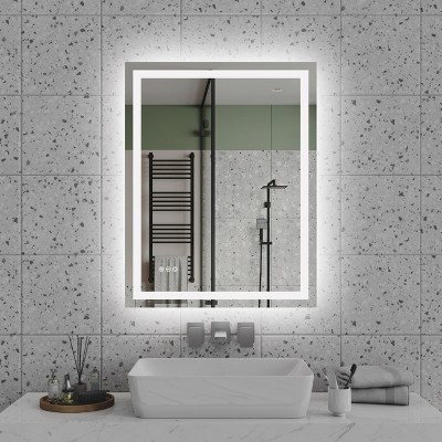 28in*36in LED Bathroom Mirror,Front-Lit and Back-Lit, Stepless Dimmable, 3 Colors CRI90+,Brightness Memory, Shatter-Proof,Anti-fog LED Vanity Mirror