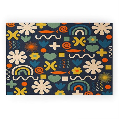 Kierkegaard Design Studio Cute Miscellany Rainbow Floral Looped Vinyl Welcome Mat - Society6