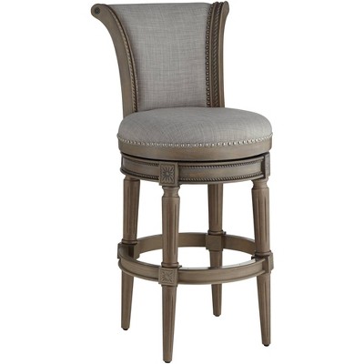 55 Downing Street Oliver 30 3/4" Ash Gray Scroll Back Swivel Bar Stool