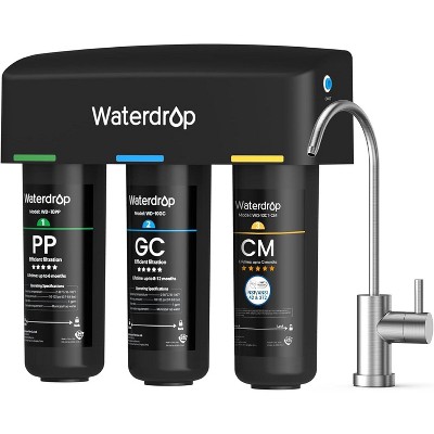 Waterdrop TSB-CM Under Sink Water Filter System Reduce Chloramine for CA, FL and Washington, D.C.,with Brushed Nickel Faucet