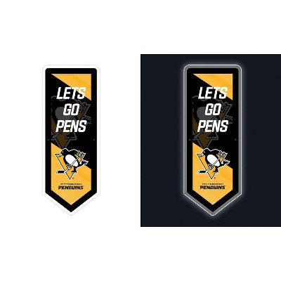 Evergreen Ultra-Thin Glazelight LED Wall Decor, Pennant, Pittsburgh Penguins- 9 x 23 Inches Made In USA