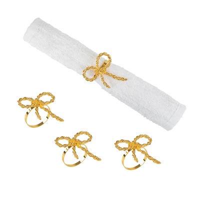 C&F Home Gold Ribbon Napkin Ring, Set of 4