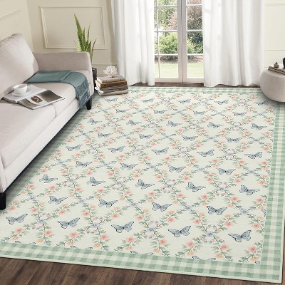 Coucheta Floral Runner Rug, Machine Washable Non-Slip Low Pile, Boho Print Area Rug for Hallway Kitchen Bedroom, Multiple Sizes & Colors