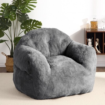 Bean Bag Chair 39" – Soft High-Density Foam Beanbag Sofa with Armrests for Adults & Kids, Comfortable Floor Seating for Living Room, Light Grey