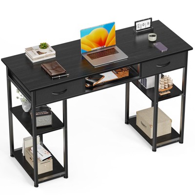 NicBex 48" Computer Desk with 2 Drawers,Small Home Office Writing Desk with Open Shelves,Headphone Hook,Work Desk for Living Room,Bedroom,Office
