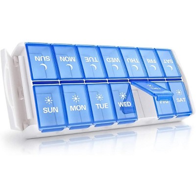 TookMag Weekly Medicine Pill Organizer Twice a Day, Easy Fill AM/PM Pill Box, Quick-Refill 7 Day Pill Cases for Vitamin,Fish Oil, Supplements, Black