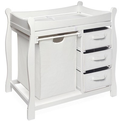 Sleigh Style Baby Changing Table with Hamper and 3 Baskets